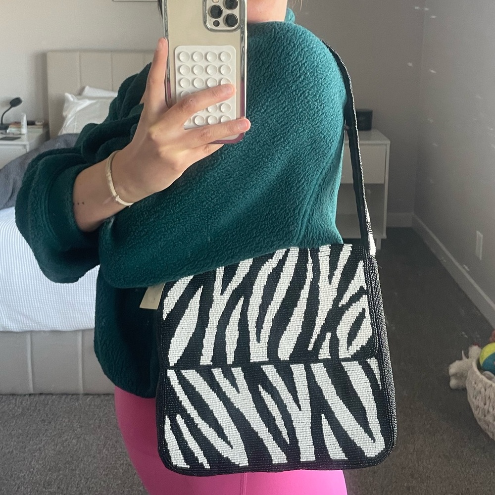 Vintage Zebra Beaded Bag